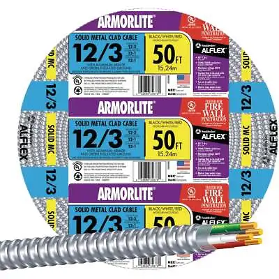 $75.17 • Buy Southwire 50 Ft. 12/3 MC Armored Cable Electrical Wire 68583422 Southwire