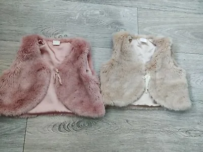 2x Baby Girl H&M PrettySoft Faux Fur Gilet 1 1/2 -2 Years • £10.99