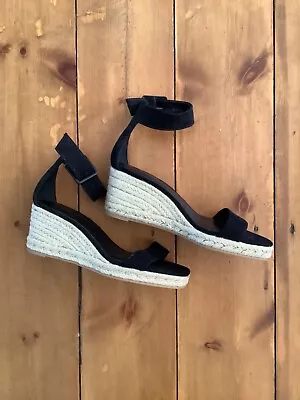 H&M Black Espadrille Wedge Sandals Sz 3 /36 New • £9.99