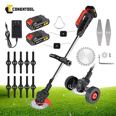 Cordless Strimmer Grass Trimmer Tree Cutter Garden Edger Electric 2 Battery &Kit • £43.59