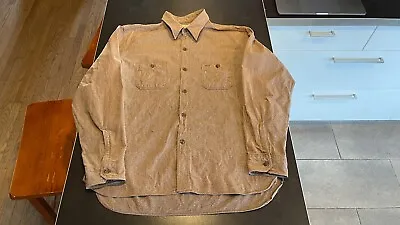 Buzz Rickson Brown Chambray Covert Work Shirt Size 16-16.5 • $95