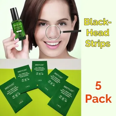 5pk BREYLEE Blackhead Removal Strips Tea Tree Pore Serum Aloe [PLANT BASED] • $4.99