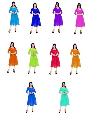 $67.10 • Buy Indian Women's Long Dress Wedding Wear Maxi Ethnic Nice Tunic Frock Multi Color