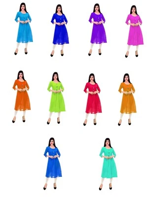 $67.10 • Buy Indian Women's Long Dress Wedding Wear Maxi Ethnic Nice Tunic Frock Multi Color