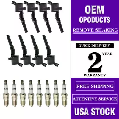 8X Ignition Coil Pack And Iridium Spark Plug For Ford F-150 4.6L DG508 SP479 USA • $51.99