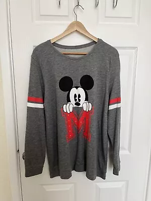 Disney Mickey Mouse Grey Red M Sweatshirt XL 16 18 • £10