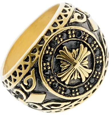 Fleur De Lis French Cross Overlay Stainless Steel Mens Ring Size 12 H6813 T52 • $19.36