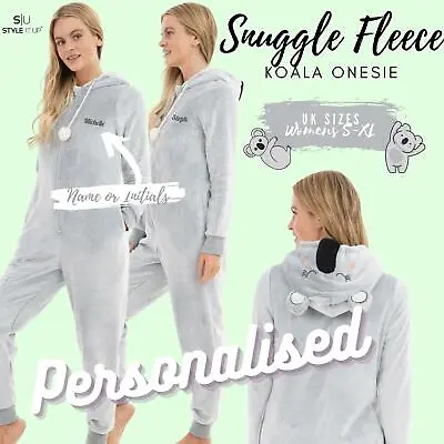 £32.99 • Buy Personalised Womens Ladies Koala Novelty One Piece Soft Fleece Pyjama 1Onesie