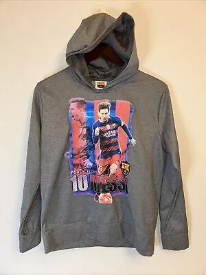 Lionel Messi FC Barcelona Hoodie Official Hooded Sweatshirt Youth Gray XL • $9.99