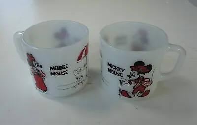 2 Vtg Mint Anchor Hocking Milk Glass Mug Mickey Minnie Mouse Disney Table Chair • $24.99