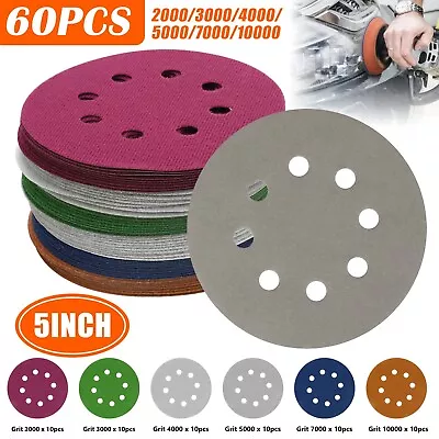 60x 5in Sandpaper 2000-10000Grit Orbital Hook Loop Sanding Disc Sander Paper Pad • $17.98