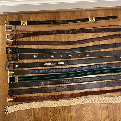 $45 • Buy LOT OF 14 Belts Golf Designer Western Ferragamo Cole Haan Tony Lama Bahama Polo