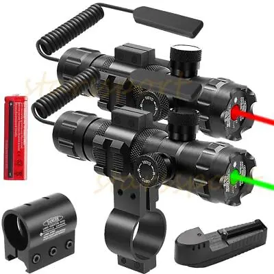 Tactical Green Red Laser Sight Rifle Dot Scope+ Switch +20mm Rail+ Barrel Mounts • $15.59