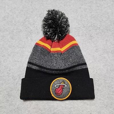 Miami Heat Hat Adult NBA Mitchell & Ness Beanie Cuffed Pom Knit • $4.73