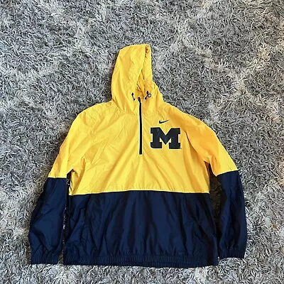 Men’s Nike Michigan Wolverine 1/2 Zip Pullover Jacket W Hood Sz Xl Great Condit • $27.99