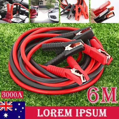 6M Car Truck Jumper Leads Jump Starter Booster Cable Heavy Duty Cable Lead 3000A • $38.98