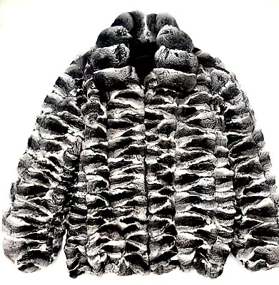 Men's Real Chinchilla Bomber Jacket Natural Color  SIZE 3XL Sculptured Secton • $3900