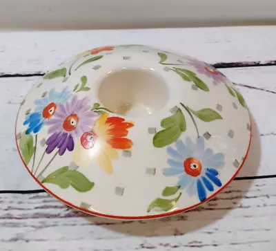 Vintage Hancock's Ivory Ware Hand Painted Art Deco Floral China Candle Holder • £18