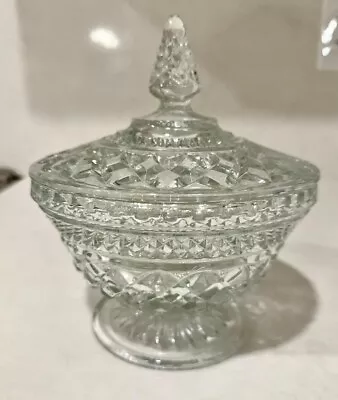 Vtg  70’s Wexford Lidded Candy Dish ANCHOR HOCKING  7” Compote Diamond Pattern • $19.99