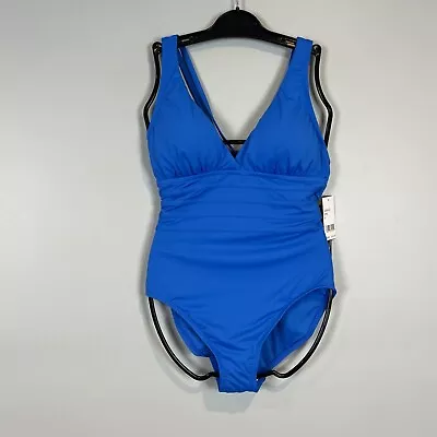 La Blanca Island Goddess Multi Strap Cross Back One Piece Swimsuit Capri Blue 8 • $39.99
