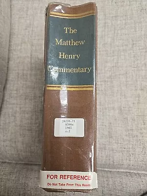 The Matthew Henry Commentary 1969 New One Volume Edition HC Zondervan  • $10.99