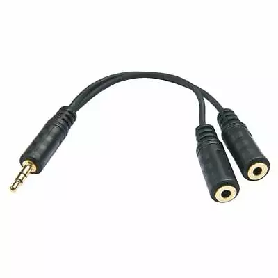 Black 3.5mm AUX Stereo Earphone Headphone Jack Adaptor Splitter Cable Lead 2 Way • £2.49