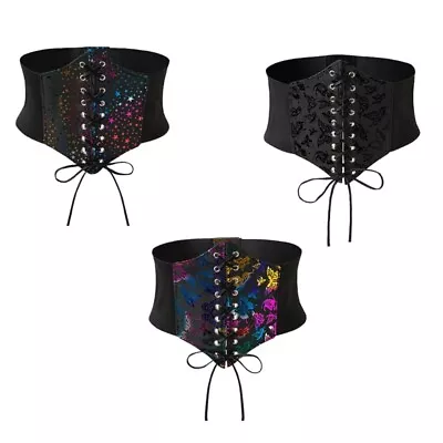 Laceup Tied Waspie Female Butterfly Print Corset Waist Trainer Women Accessories • £7.87