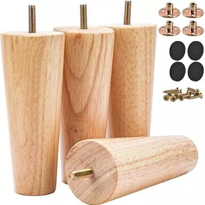 4 Inch Solid Wood Furniture Legs 4Pcs Mid-Century Modern Wooden Replacement ... • $22.96