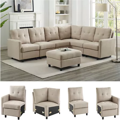 Sectional Sofa Set Modern Linen Fabric With Reversible Chaise L-Shaped Couch 1-7 • $477.97