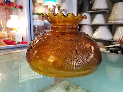 NOS  Vintage Amber 10  Glass Shade - Eagle Pattern. Fits Aladdin Rayo B & H + • $65