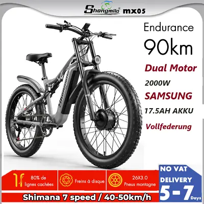 2000W Shengmilo E-Bike Electric Bicycle 26  Fat Tyre E Mountain Bike Dual Motor • $1790