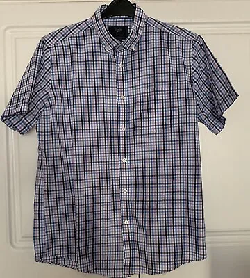 £7 • Buy Mens BHS Atlantic Bay Short Sleeved Check Shirt Size M
