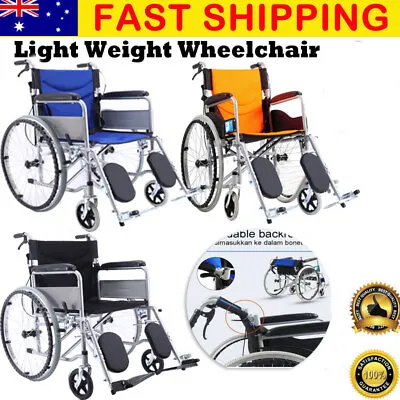 🧨✅Folding Wheelchair Self Propelled Lightweight Transit Footrest Armrest Brake✅ • $168.01