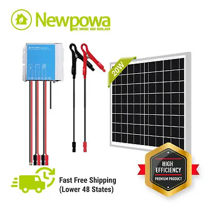 Newpowa Solar Panel Waterproof Kit 20-30W 12/24V Battery Maintainer RV Marine • $47.03