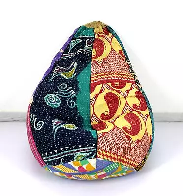 Vintage Kantha Quilt Cotton Bohemian Decorative Bean Bag Sacco Chair Ottoman • $49.99