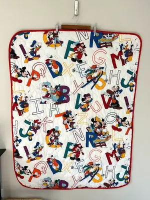 VTG Dundee Mickey Mouse Walt Disney Alphabet Baby Kids Blanket Quilt USA 90s • $24.99