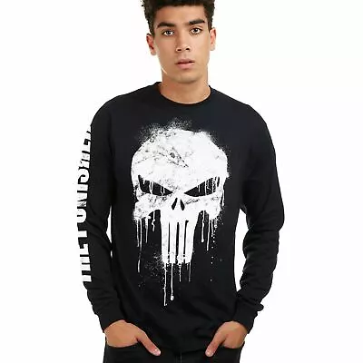 Marvel Mens T-shirt The Punisher Skull Long Sleeve Black S-XXL Official • £13.99