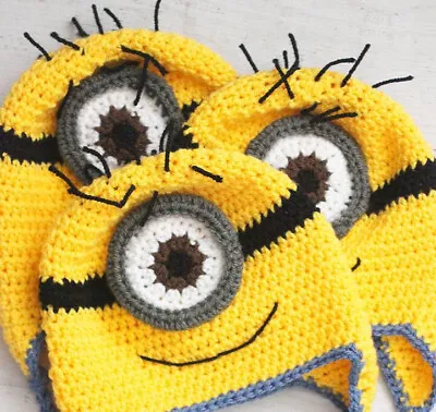 Minion Hand Crochet Baby & Toddler Hats And Booties Size Newborn - 36 Months • $36.99