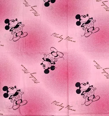 29  43 W Classic Mickey Mouse On Pink Dotted Cotton Fabric • $4.85
