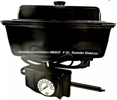 Vintage Nesco 4104-03 Metal Ware Non Stick Roaster 4 Quart Black Used(DD5) • $149.99