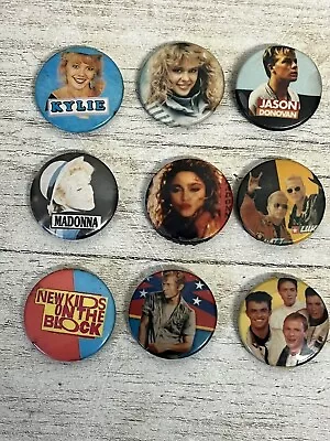 9 X Vintage / Small Button Pin Back 80s Music Badges Retro Bundle Job Lot • £9.99