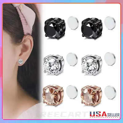 Titanium Steel Magnetic Stud Earrings 6 / 8MM For Women Men Non-Piercing Clip On • $4.72