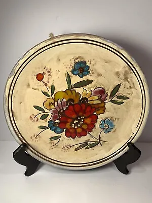 Vintage VALLAURIS French Art Pottery Wall Hanging Floral Plate 10.5  Signed • $29.99