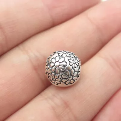 PANDORA 925 Sterling Silver Floral Bead Charm • $32.95