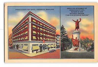 Frederick Maryland MD Postcard 1949 Francis Scott Key Hotel And Monument • $5.98