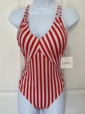 ZAFUL Swim Suit One Piece Swim Bathing Suit Red White Small • $31.34
