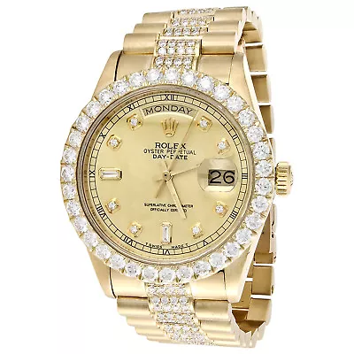 18K Yellow Gold Mens Rolex Presidential Prong Diamond Day-Date 36mm Watch 8 CT. • $22995