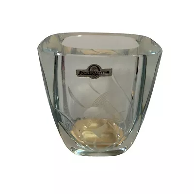 Vintage Strombergshyttan Crystal Etched Fish Vase With Sticker • $23.99