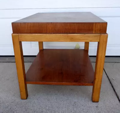 Very Cool Lane Mid Century Modern 2 Tone Walnut Parquetry End Table • $325