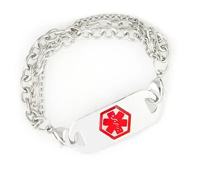 Medical ID Stainless Triple Strand Bracelet With Tag Diabetes & Many Conditions! • $27.97